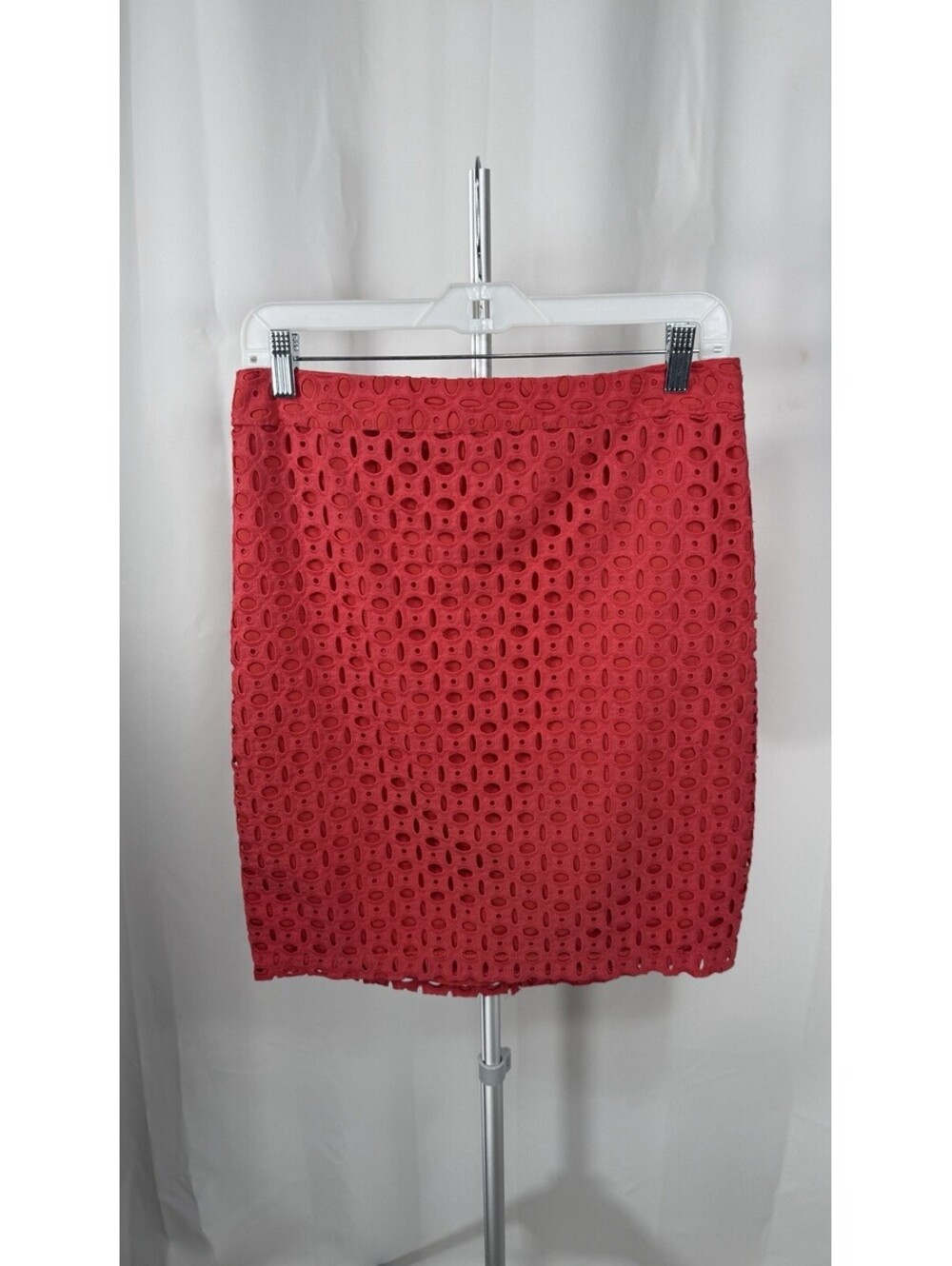 Kenar Womens Size 4 Eyelet Lace Pencil Skirt Cotton Linen Lined Cutout Boho